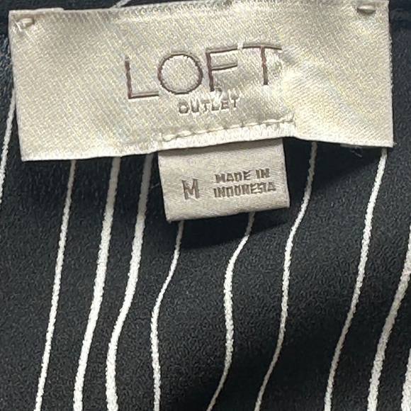 Loft Outlet Silky Black and White Striped Women's Blouse - Picture 2 of 7